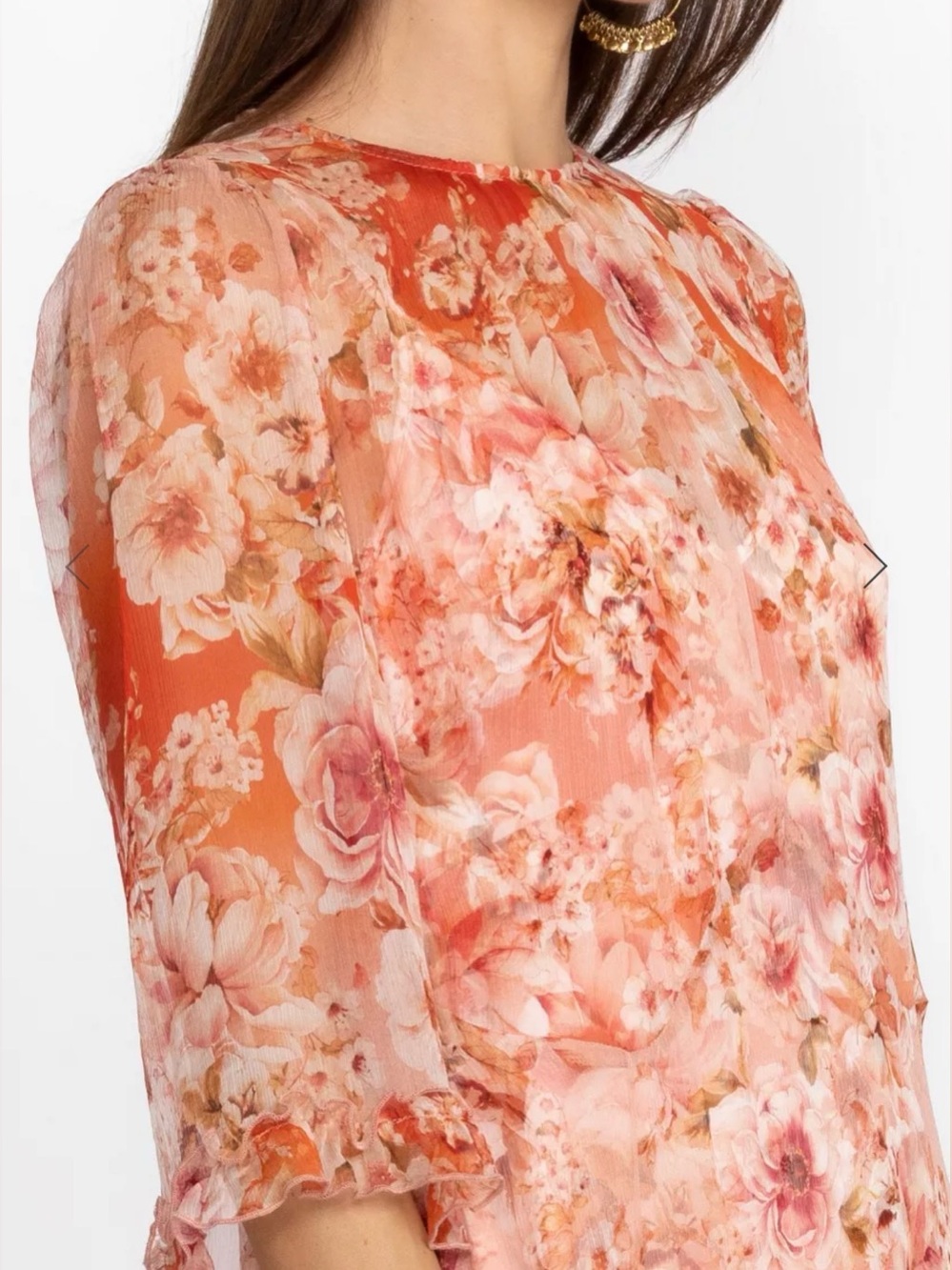 Johnny Was Pink Coral Floral Ruffle Maxi Dress - Picture 7 of 14